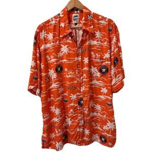 Reyn Spooner-Aloha Houston Astros Hawaiian Shirt Men XL Baseball Orange